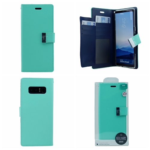 Samsung Note 8 Goospery Rich Diary Case, Teal