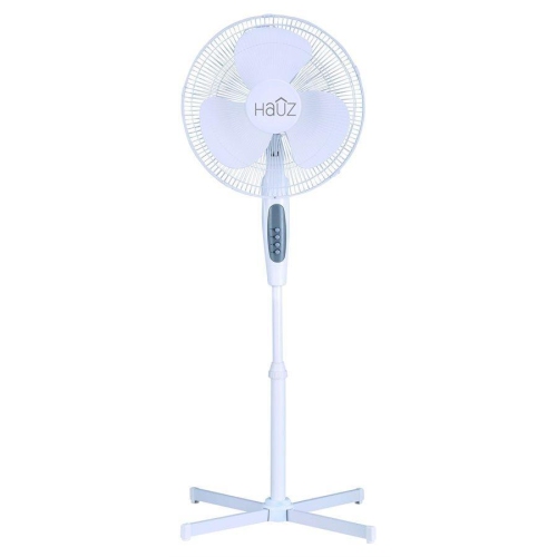 Ventilateur sur pied oscillant à 3 vitesses de 16 po de Hauz - Blanc