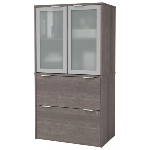 i3 Plus 2-Drawer Lateral File Cabinet with Storage - Bark Grey