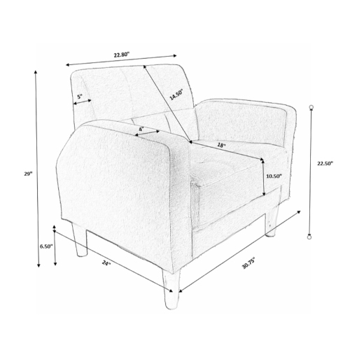 ViscoLogic Mid-Century Modern Sofas Suitable for Small Spaces Arm Chair - Brown