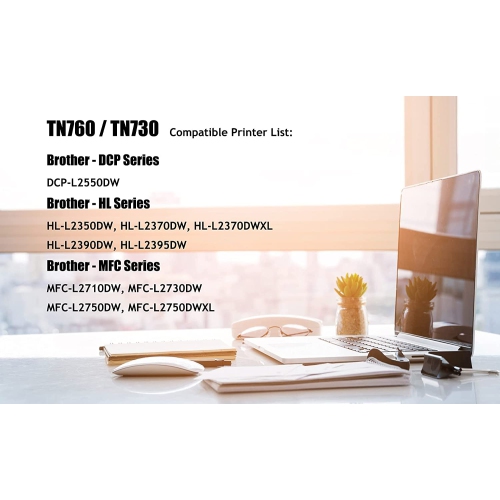 Ultra Toner™ 2 Packs Deal ! Superior Brother TN760 Black Compatible Toner Cartridge for Brother Printer