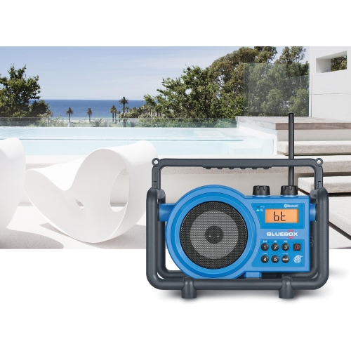 Sangean BlueBox AM/FM Ultra-Rugged Digital Receiver with Bluetooth - 12.4", Blue