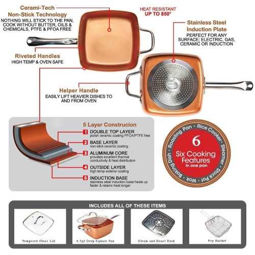 8 PC COPPER COOKWARE SET