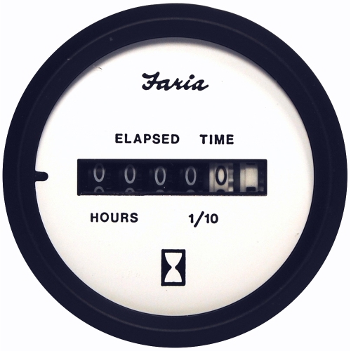 Faria Euro White 2" Hourmeter (12-32 VDC)