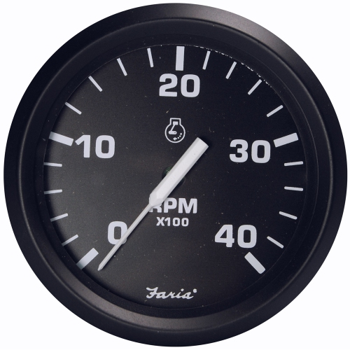 Faria Euro Black 4" Tachometer - 4,000 RPM