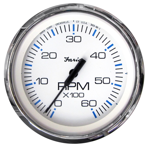 FARIA BEEDE  Faria Chesapeake Ss 4" Tachometer - 6, 000 Rpm (Gas - Inboard & I/o) In White
