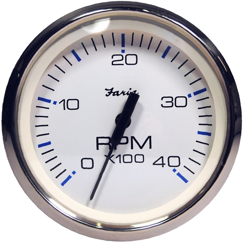 Faria Chesapeake White SS 4" Tachometer - 4,000 RPM