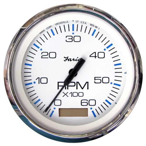 FARIA BEEDE  Faria Chesapeake Ss 4" Tachometer W/hourmeter - 6, 000 Rpm (Gas - Inboard) In White