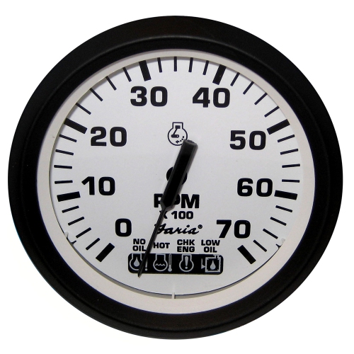 FARIA BEEDE  Faria Euro 4" Tachometer W/systemcheck Indicator - 7, 000 Rpm (Gas - Johnson / Evinrude Outboard) In White