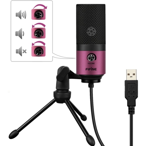 Fifine Usb Podcast Condenser Microphone Recording On Laptop, No Need Sound Card Interface and Phantom Power-K669
