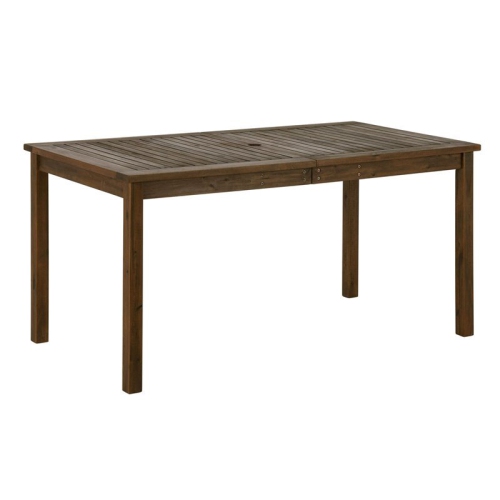 WALKER EDISON We Furniture Acacia Wood Patio Simple Dining Table - Dark Brown 