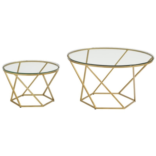 WALKER EDISON  We Furniture Accent Geometric Glass Nesting Coffee Tables - In Gold The hexagon shape is what makes it more attractive