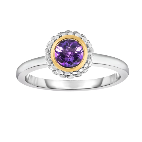 18k Gold And Sterling Silver Amethyst Fancy Ring