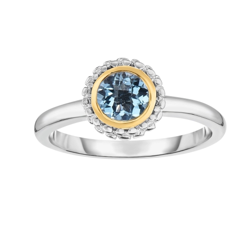 18k Gold And Sterling Silver Blue Topaz Fancy Ring
