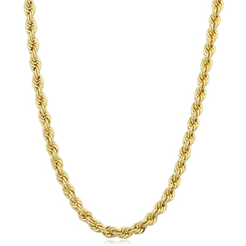 JEWELRY AFFAIRS  14K Gold Filled Solid Rope Chain Necklace, 3.2MM Wide In Yellow