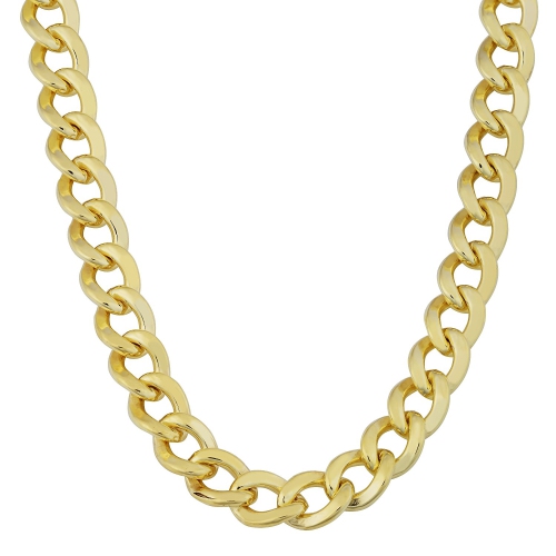 JEWELRY AFFAIRS  14K Gold Filled Solid Curb Chain Necklace, 7.0MM Wide In Yellow