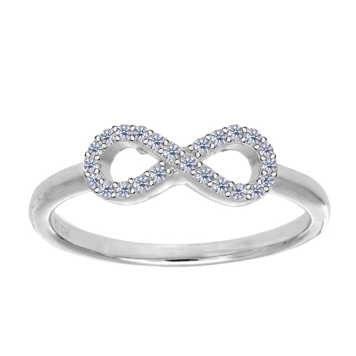 Sterling Silver Infinity Design And Cubic Zirconia Ring