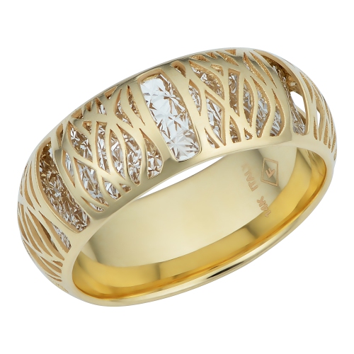 14k Two Tone Gold 7.2mm Filigree Band Ring