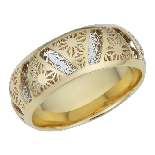 14k Two Tone Gold 7.1mm Filigree Band Ring