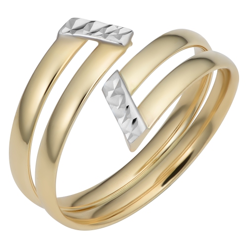 14k Two Tone Gold Double Bypass Ring