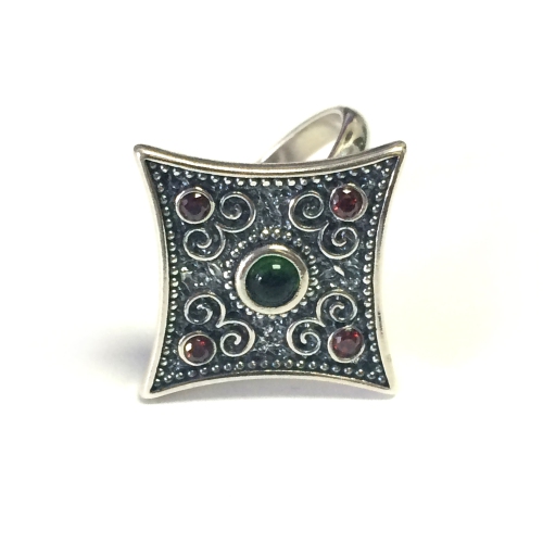 Sterling Silver Byzantine Style Rhombus Ring