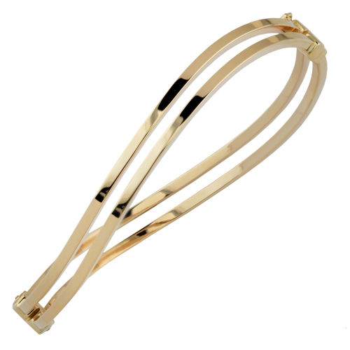 JEWELRY AFFAIRS  10K Gold Wave Women's Double Bangle Bracelet, 7.5"" In Yellow