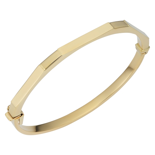 14k Yellow Gold Geometric Women's Bangle Bracelet, 7.75"