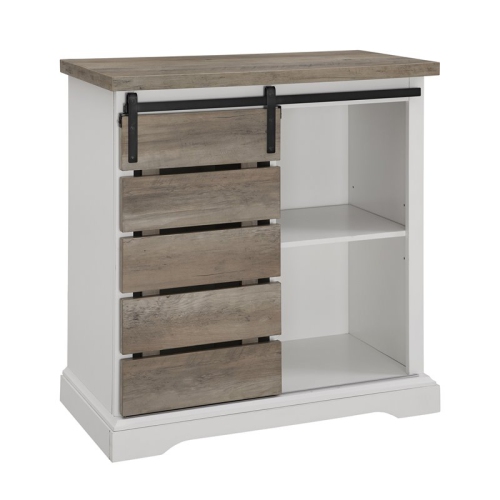 WALKER EDISON We Furniture 32" Rustic Farmhouse Tv Stand With Two Tone Fininsh - Solid White/grey Wash