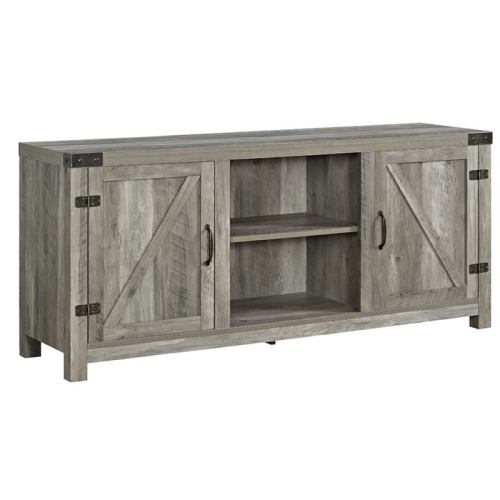 WALKER EDISON  "we Furniture 58"" Barn Door Tv Stand With Side Doors - Wash" In Grey Best Tv Stand