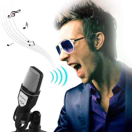 Computer Microphone, Podcast Condenser Microphone, Portable 3.5mm Plug and Play PC Microphone with Tripod Stand for YouTube Recording, Skype, Online