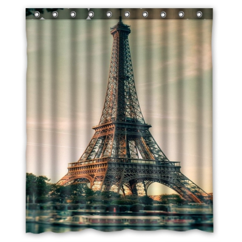 Zkgk Paris Eiffel Tower Waterproof Shower Curtain Bathroom Decor