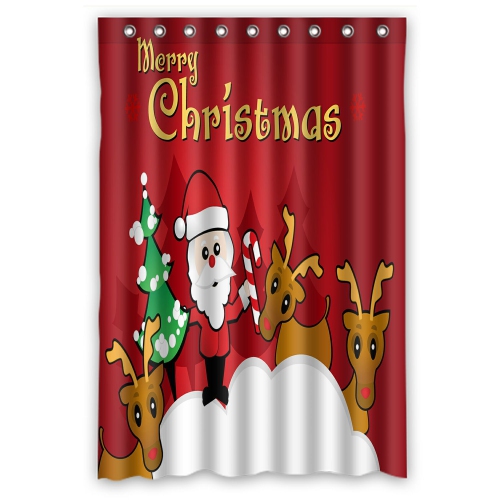 Zkgk Merry Christmas Santa Claus Waterproof Shower Curtain