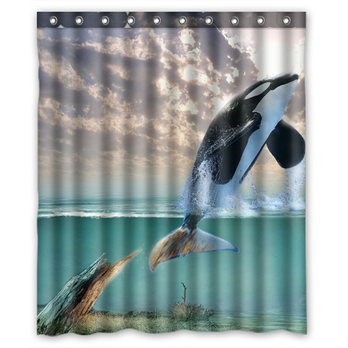 Zkgk Whale In The Sea Waterproof Shower Curtain Bathroom Shower