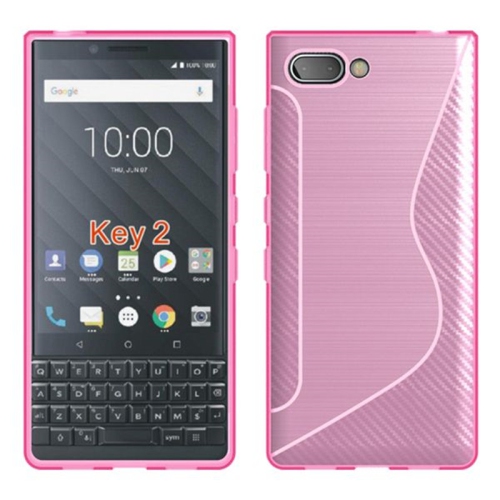 Etui de protection arrière ultra fin et souple en silicone TPU Jelly pour Blackberry Key 2, rose vif