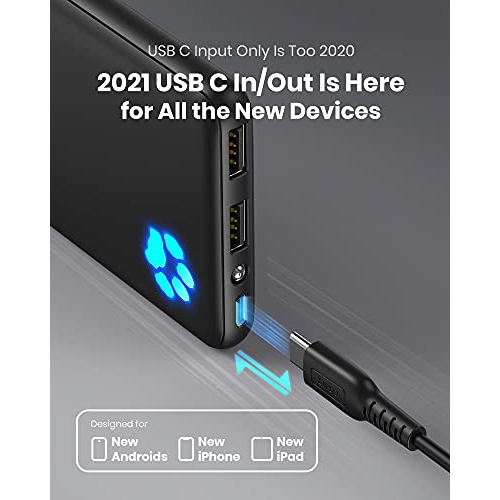 INIU Portable Charger, 10000mAh Power Bank, High-Speed 2 USB Ports with Flashlight External Battery Pack Backup, Ultra Comp...