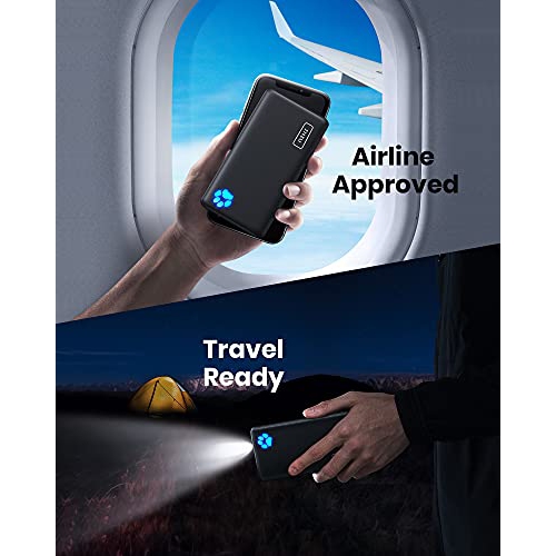 INIU Portable Charger, 10000mAh Power Bank, High-Speed 2 USB Ports with Flashlight External Battery Pack Backup, Ultra Comp...