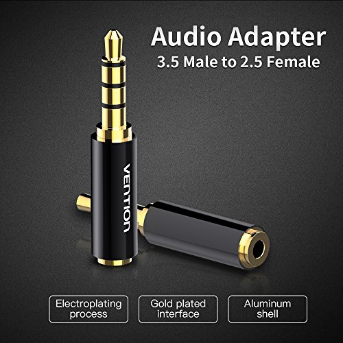 VENTION 2 Pack 3.5mm Male to 2.5mm Female Audio Travel Adapter Gold Plated Aux Auxiliary Plug Splitter 3 Ring Jack Support