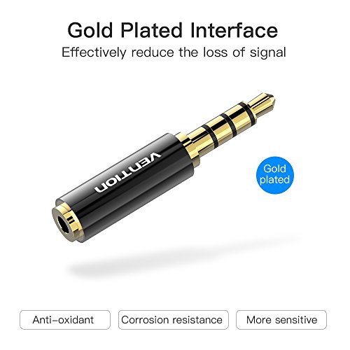 VENTION 2 Pack 3.5mm Male to 2.5mm Female Audio Travel Adapter Gold Plated Aux Auxiliary Plug Splitter 3 Ring Jack Support