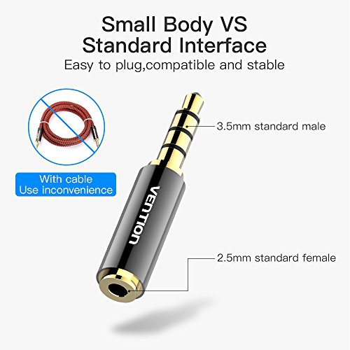 VENTION 2 Pack 3.5mm Male to 2.5mm Female Audio Travel Adapter Gold Plated Aux Auxiliary Plug Splitter 3 Ring Jack Support