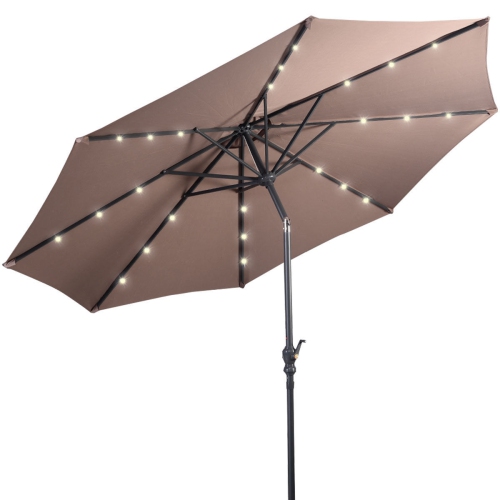 Costway 10ft Patio Solar Umbrella LED Patio Market Steel Tilt w/ Crank Outdoor