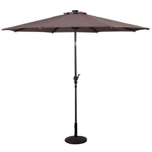 Costway 10ft Patio Solar Umbrella LED Patio Market Steel Tilt w/ Crank Outdoor
