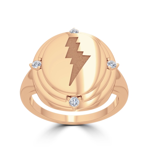 Bague à boulon éclair en or rose 14 K, juke-box diamant Elvis Presley, taille :