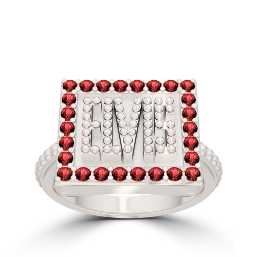 Elvis Presley Large Ruby Name Ring In Sterling Silver In Size: