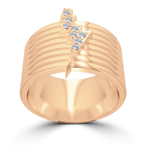 Elvis Presley Diamond Stackable Lightning Bolt Ring In 14K Rose Gold In Size:
