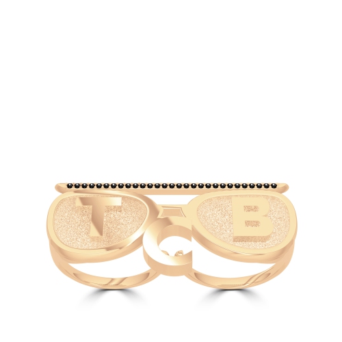 Bague homme en or rose 14 K, lunettes de soleil à diamant noir Elvis Presley Elvis « TCB », taille :