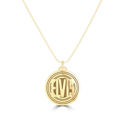 Elvis Presley Polished Record Name Pendant In 14K Yellow Gold In Size: