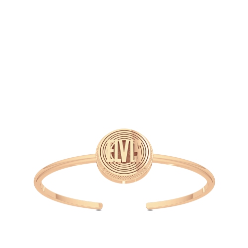 Elvis Presley Polished Round Name Cuff Bracelet In 14K Rose Gold In Size: