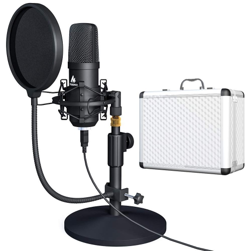 USB Microphone Kit 192KHZ/24BIT w/ Aluminum Organizer Storage Case PC Condenser Podcast Streaming Cardioid Mic Plug & Play