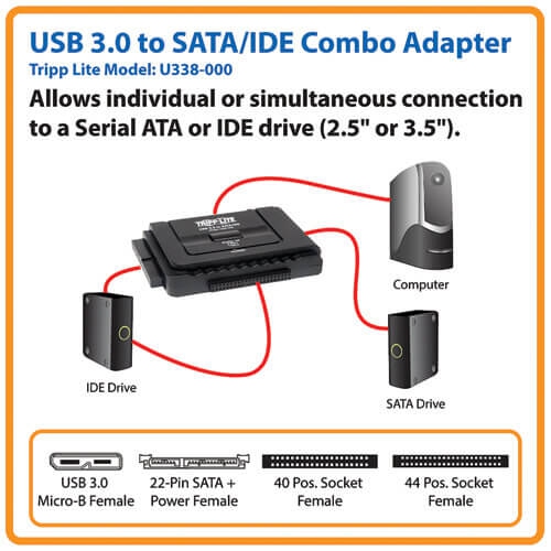 Tripp Lite 1.5m USB 3.0 SuperSpeed to Serial ATA (SATA) and IDE Adapter (U338-000)