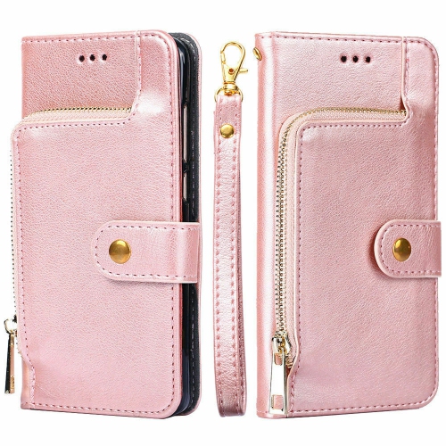 PU Leather Case Zipper Lanyard Wallet Cover Phone Case For Google Pixel 3a XL - Pink